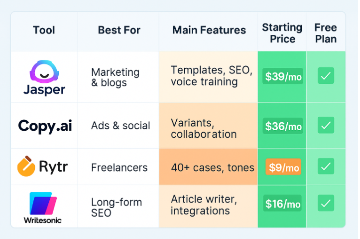 best ai content writing tools